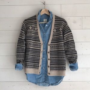 Gap Soft Cardigan, Fairisle Tan/Black